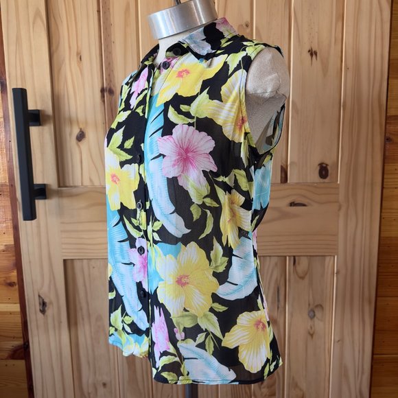 Conrad C Collection Womens Floral Button Down Sleeveless Top 4 - Picture 3 of 7